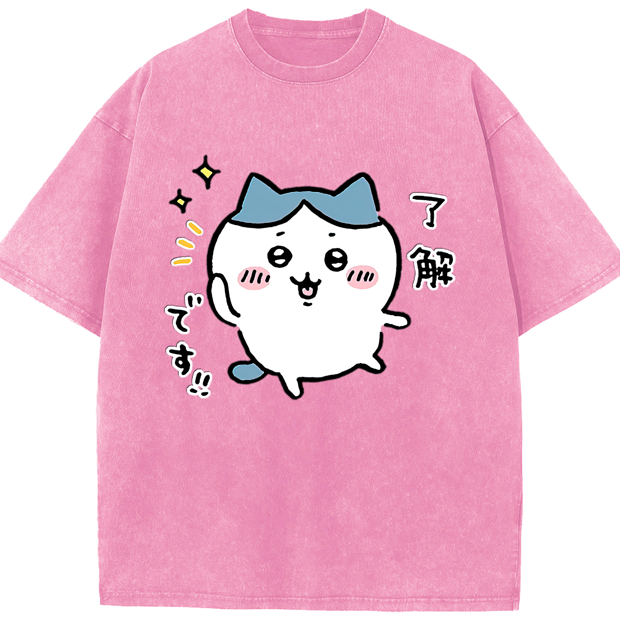 （画像用） ちいかわ ハチワレ Chii-kawa hachiware 綿100% ヴィンテージ風 半袖Tシャツ（フロントプリント）